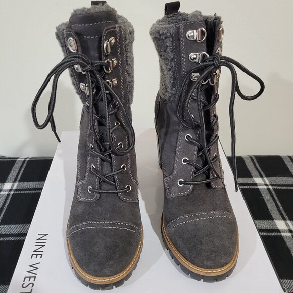 Nine West Dark Gray Suede Phaedra Boot Sz 8.5 NWT - Picture 4 of 9